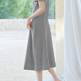 Casual Commuter Fake Two-Piece Stripe Spliced Gathered Dress