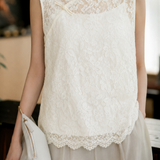 Elegant Commuter Lace Sleeveless Vest And Camisole Two-piece Set