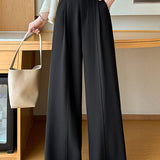Casual Commuter Center Pleated High Waist Wide Leg Pants