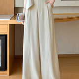 Casual Commuter Center Pleated High Waist Wide Leg Pants
