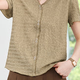 Delicate Textured Crinkle V-neck Short Sleeve Blouse