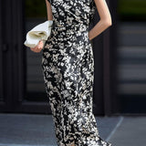 Temperament Commuter Crew Neck Twisted Print Dress