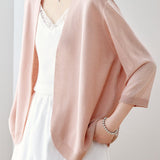 Temperament Commuter Thin V-Neck Three-Quarter Sleeve Knit Cardigan