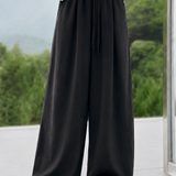 Casual Linen Wide-Leg Trousers With Drawstring Elastic Waist