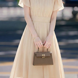Elegant Pleated Ruffle Chiffon Ruffle Sleeve Dress