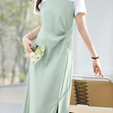 Fresh Commuter Fake Two-Piece Spliced Dress