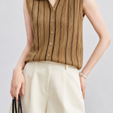 Sophisticated Commuter Contrast Vertical Striped Sleeveless Knit Tank Top