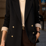Exquisite Commuter Double Breasted Metal Button Contrast Blazer