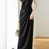 Light Luxury Commuter Side Tie Irregular Satin Dress
