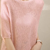 Elegant Solid Color Subtle Jacquard Knit Top