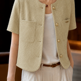 French Elegant Cropped Single-Breasted Blazer