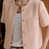 French Elegant Cropped Single-Breasted Blazer