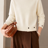 Casual Commuter Letter Button Decorated Knit Top