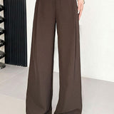 Casual Commuter Draped Straight Wide-Leg Suit Trousers