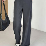 Casual Commuter Draped Straight Wide-Leg Suit Trousers