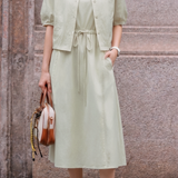 French Elegant Lantern Sleeve Blouse And Tank Dress Two-Piece Set