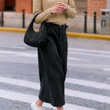Elegant Commuter Leaf Jacquard Lapel Long-Sleeve Knit Blouse