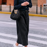 Elegant Commuter Leaf Jacquard Lapel Long-Sleeve Knit Blouse