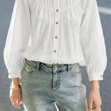 French Elegant Ruched Crinkled Texture Blouse