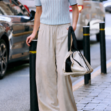 Elegant Commuter Contrast Trim Vertical Hollow Heart Embroidery Knit T-Shirt