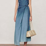Casual Gradient Irregular Ruched Tie Waist Dress