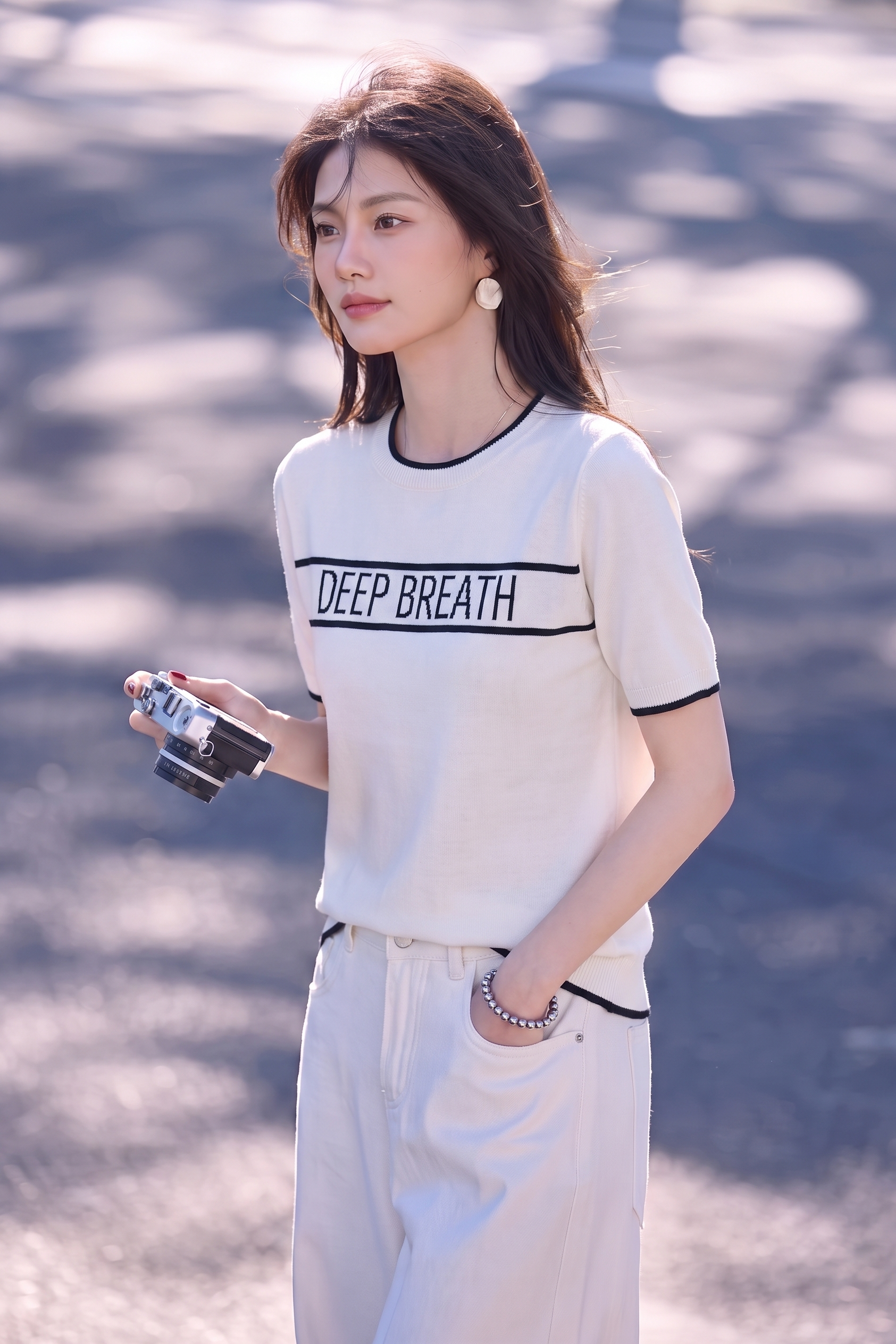 Elegant Commuter Ice Silk Crew Neck Jacquard Letter Color Block Short-Sleeve Knit Top