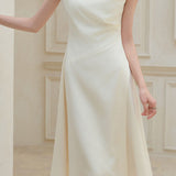 Elegant Commuter Off-The-Shoulder Capped Sleeve Waist-Cinched Dress
