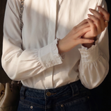 French Vintage Commuter Ruffled Stand Collar Blouse