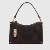 Elegant Suede Handbag With Metal Turn Lock