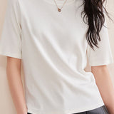 Elegant Commuter Crew Neck Solid Cashmere T-Shirt