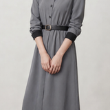Intellectual Commuter Contrast Spliced Half-Placket Dress