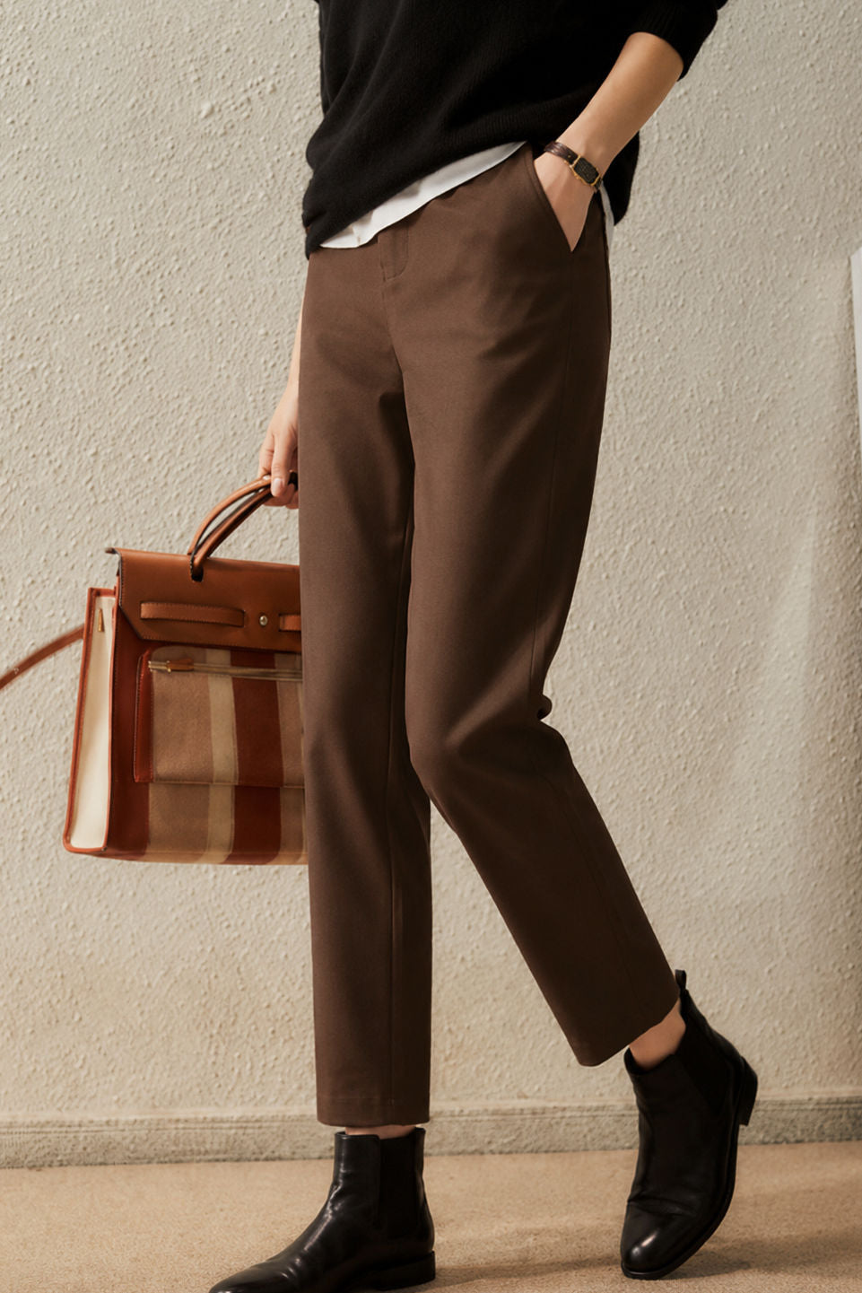Casual Commuter Elastic Straight-Leg Casual Trousers