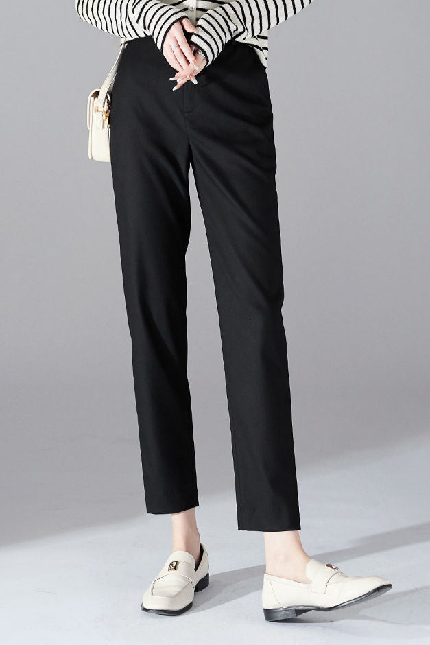 Casual Commuter Elastic Straight-Leg Casual Trousers