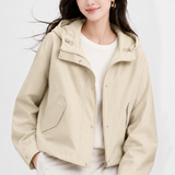 Casual Hooded Coat With Flap Diagonal Pockets