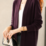 Casual Shawl Collar Side Slit Midi Cardigan