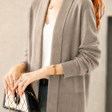 Casual Shawl Collar Side Slit Midi Cardigan