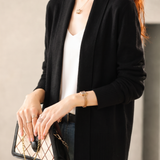 Casual Shawl Collar Side Slit Midi Cardigan