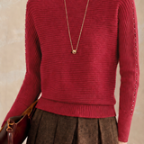 Elegant Commuter Off-The-Shoulder Batwing Long-Sleeve Knit Top