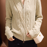 Elegant Commuter Stand Collar Zipper Long-Sleeve Knit Cardigan