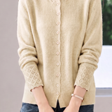 Exquisite Commuter Mock Neck Crochet Knit Cardigan