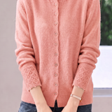 Exquisite Commuter Mock Neck Crochet Knit Cardigan