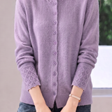 Exquisite Commuter Mock Neck Crochet Knit Cardigan
