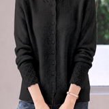 Exquisite Commuter Mock Neck Crochet Knit Cardigan