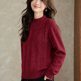 Elegant Commuter Mock Neck Cable Knit Top
