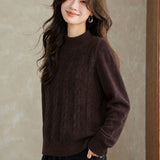 Elegant Commuter Mock Neck Cable Knit Top