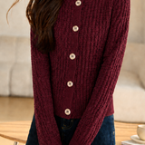 Casual Commuter Grid Texture Crew Neck Single-Breasted Knit Cardigan