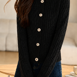 Casual Commuter Grid Texture Crew Neck Single-Breasted Knit Cardigan