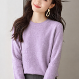 Elegant Commuter 100% Wool Crew Neck Long Sleeve Knit Top