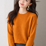 Elegant Commuter 100% Wool Crew Neck Long Sleeve Knit Top