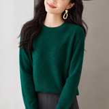 Elegant Commuter 100% Wool Crew Neck Long Sleeve Knit Top